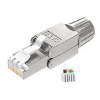 RJ45 Cat8 Cat7 Cat6 Toolless Field Termination Plug, Shielded (STP), Modular RJ45 Male Connector