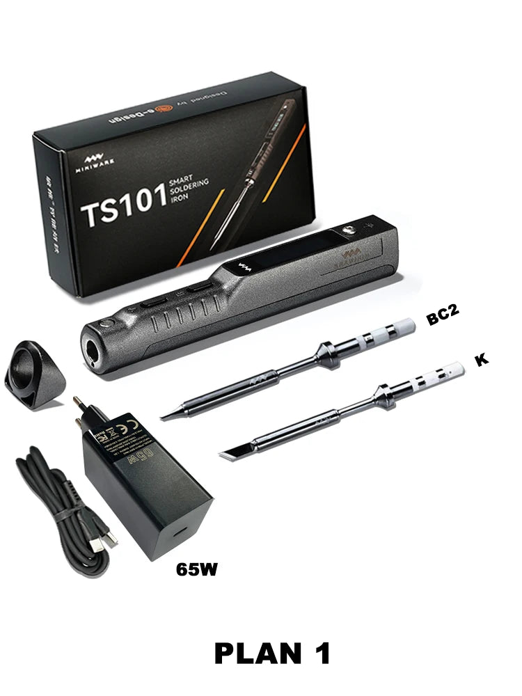 Miniware TS101 Soldering Iron Electric 65W Temperature Programmed LCD New Upgraded TS100 With Soldering Tip Set