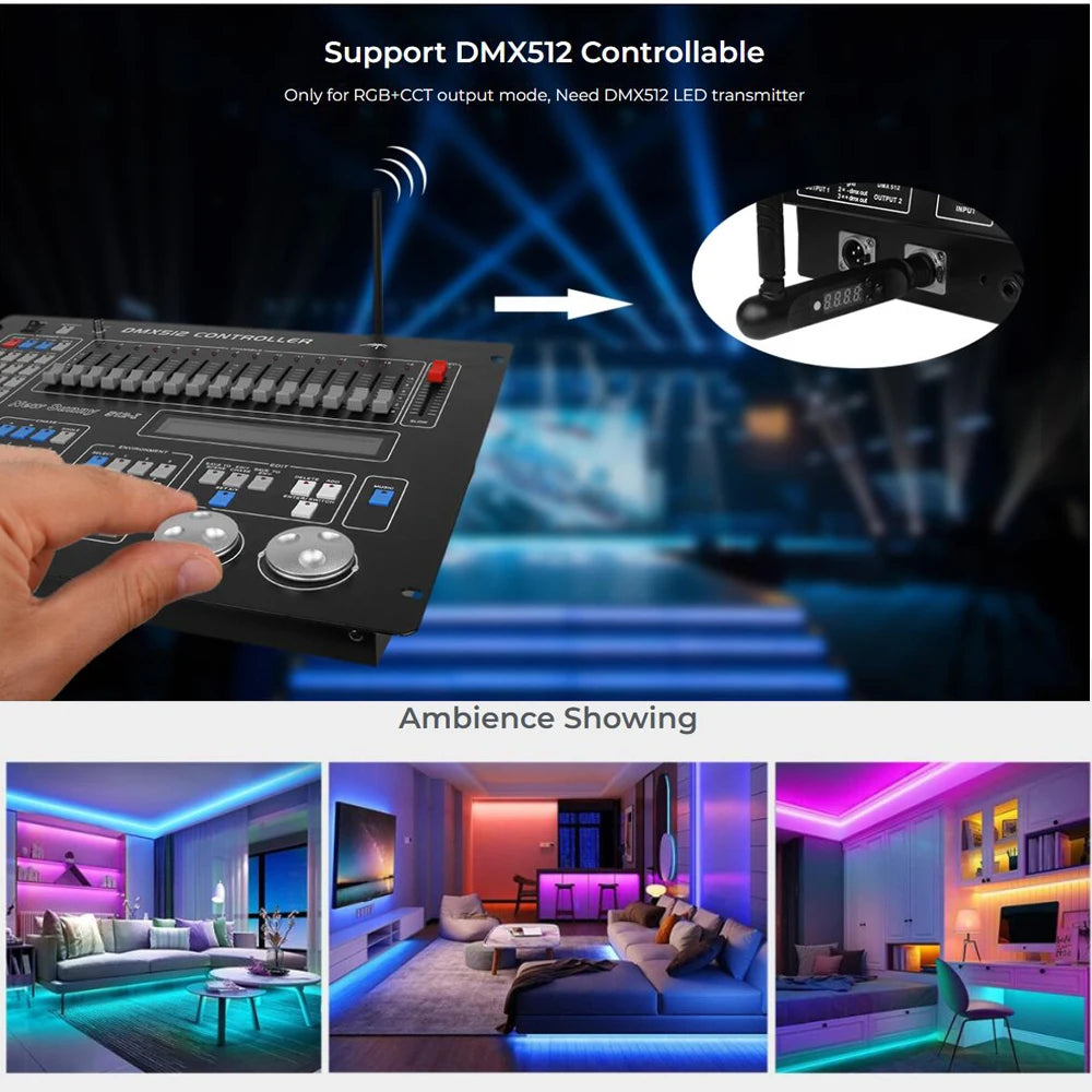 Miboxer Tuya APP Smart Controller WiFi+2.4G FUT035W+ 2in1 FUT037W+ 3in1 DC12-24V Single Color Dual White RGB RGBCCT LED Strip