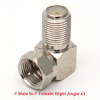 F Type to TV IEC 90 Degree Male Plug Female Jack RF Coaxial Adapter Splitter Gold Plated Connector for Cable TV Satellite TV DVR