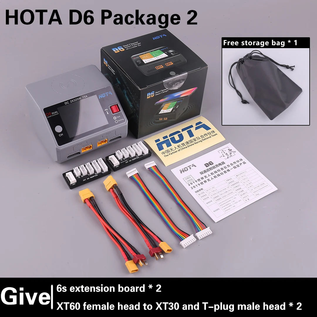 HOTA D6 DC650W 15A Dual Smart Charger Maximum current 1600mA Built-in Micro USB for 1-6S Lipo LiHV/NiZn/Nicd/NiMH Battery