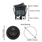 20mm Round Rocker Switch Square Base Black/Red 6A 250V DPDT Power Switches