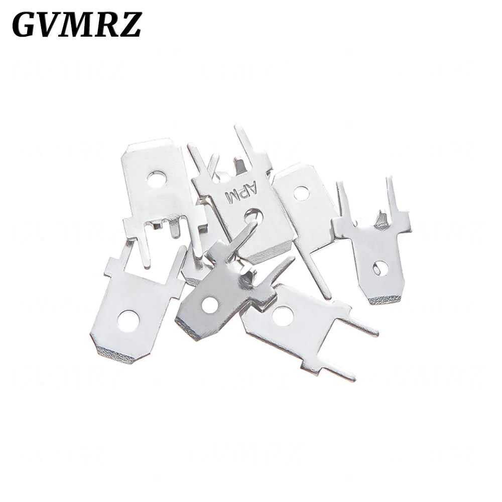 100PCS/lot  4.8mm 6.3mm PCB Spade Terminal Connector Cold Press Tab Solder Lug Male Crimp Terminal Plate for Circuit Board