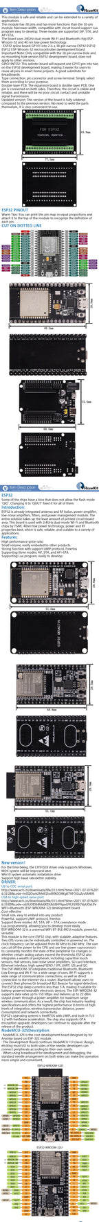 Development Board WiFi+Bluetooth Ultra-Low Power Consumption Dual Core CH340 CP2102 ESP-32S ESP32-CAM ESP-WROOM-32 ESP32