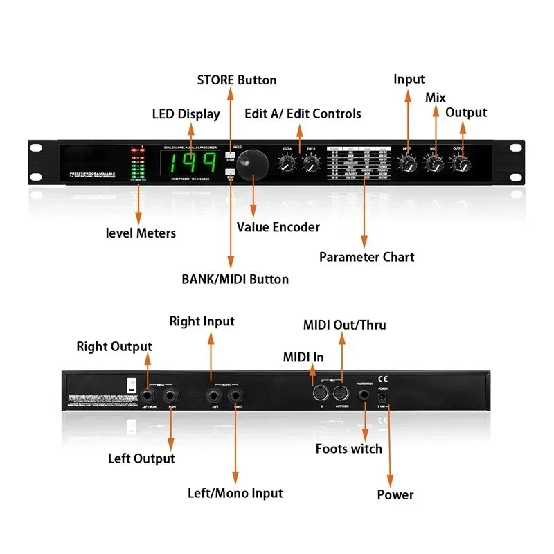 Professional Digital Reverb and Multi Effect DSP Processor Audio Processor Equalizer Vocal Microphone