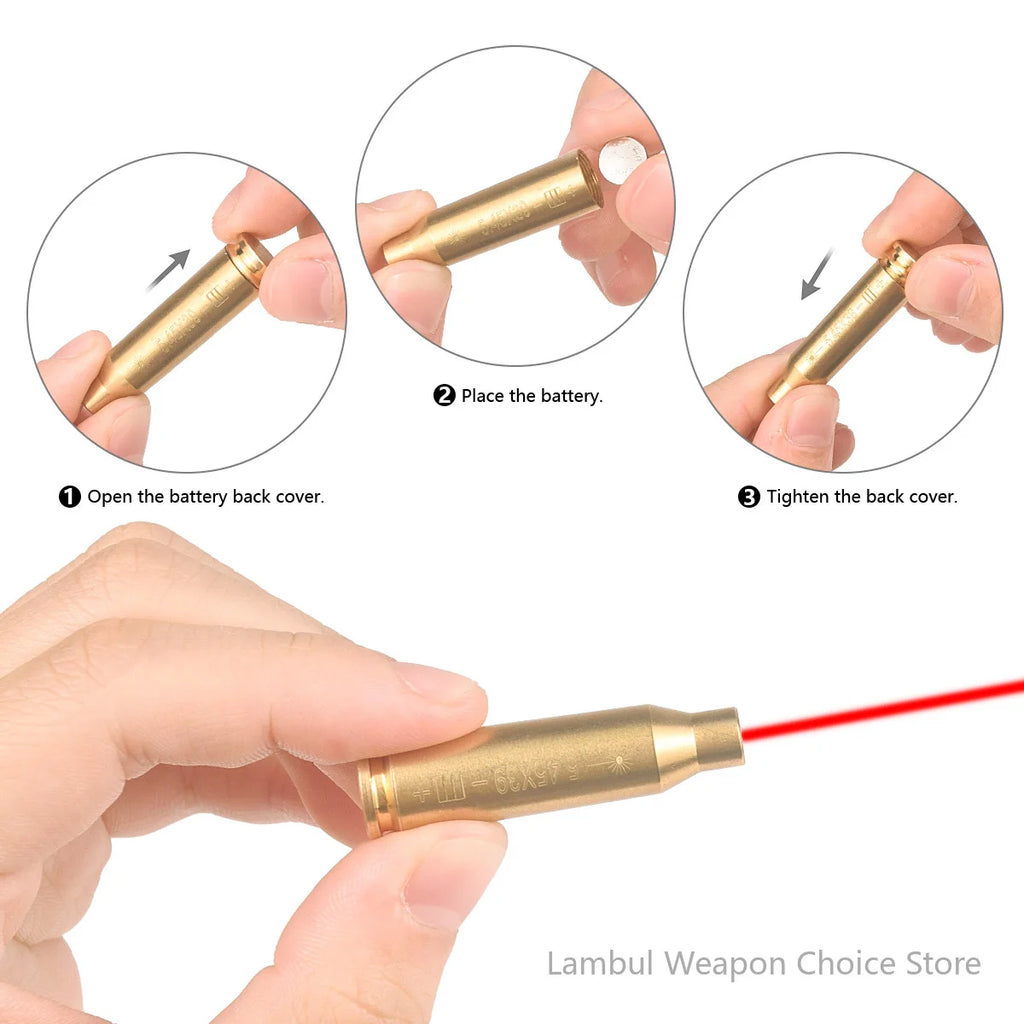 12GA 20GA .308 .223 5.45x39 7.62x39 9x19mm.338 Gauge Red Laser Bore Sighter Training Bullet Boresighter CAL Cartridge Caliber