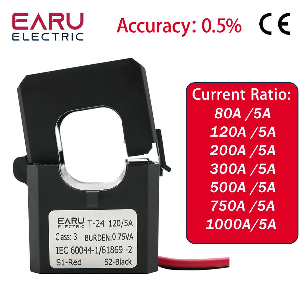 EARU Openable Split Core Type Current Transformer CT Clamp Sensor 5A Secondary Output Current High Accuracy Frequency 80A-1000A