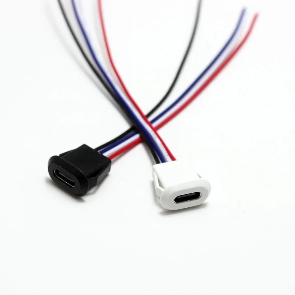 2 4 6 Pin USB-C Type Waterproof USB Connector Direct Compression Female Base Female Socket Charging Interface With Welding Wire