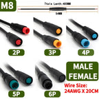 5/10 Set M6/M8 Julet Electric Butt Plug Connectors - 2/3/4/5/6 Pin, for Scooter Brake Cable & Signal Sensor (20CM)