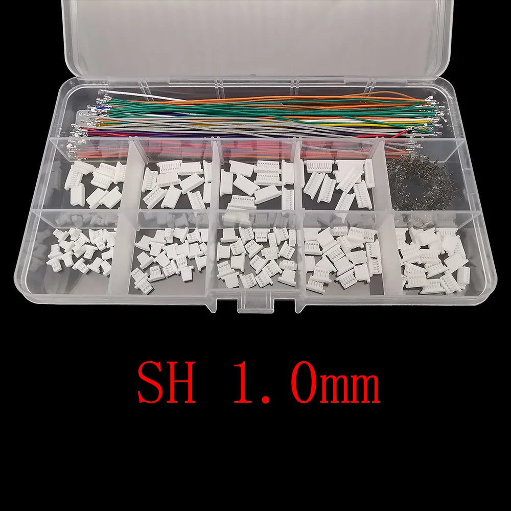 1Box Mini JST SH 1.0mm / MX 1.25mm / GH 1.25mm Pitch Female Housing Crimp Terminal Connector and Pre-Crimped 28AWG Cables Wires