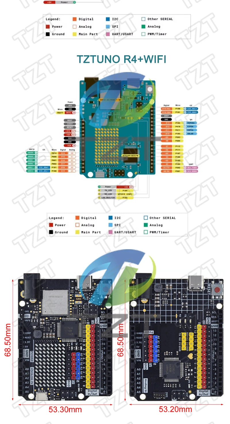 TZTUNO R4 Minima Type-C USB ESP32-S3 WIFI Edition Development Board For Arduino Programming Learning Controller