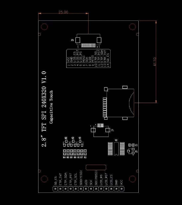 New IPS 2.8 Inch ILI9341 FT6336 SPI Display 320*240 Full View Super Capacitive Touch Yellow Board
