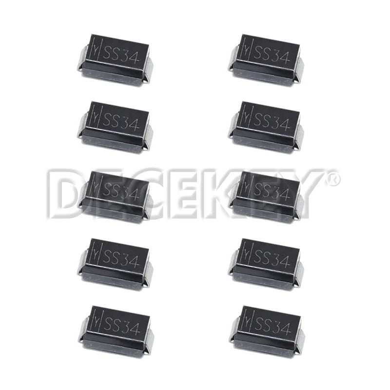 50pcs SS34 SMD Diode 3A/40V Schottky Diodes SMA Package DO-214AC Model 1N5822