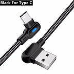 90 Degree USB Type C Cable Fast Charging USB A To Micro Cable For Samsung Xiaomi Huawei Android Phones USB C Data Cable 1M 2M