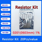 Resistor Kit 0201 0402 0603 0805 1206 1210 1812 2010 2512 SMD Resistor Package 24values*20PCS=480PCS 1% Sample Kit Resistor