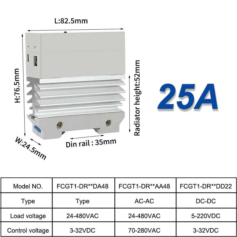 10A 25A 40A 60A 80A 100A Single Phase Slim SSR Solid State Relay With Heat Sink Industrial Relay DIN Rail Mount
