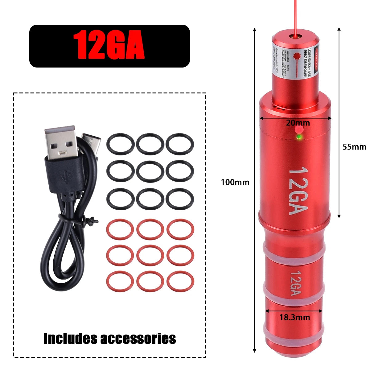 9mm 38SPL 22LR 12GA CAL177 7mm 6.5mm Training Bullet Bore Sight Voice Controlled Laser Dual-purpose for Training and Calibration