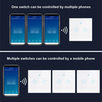 Works With Tuya WiFi Smart Switch Alexa No Neutral Wire Wireless RF433Mhz Remote Wall Touch Sensor Lightes Switch 1/2/3Gang