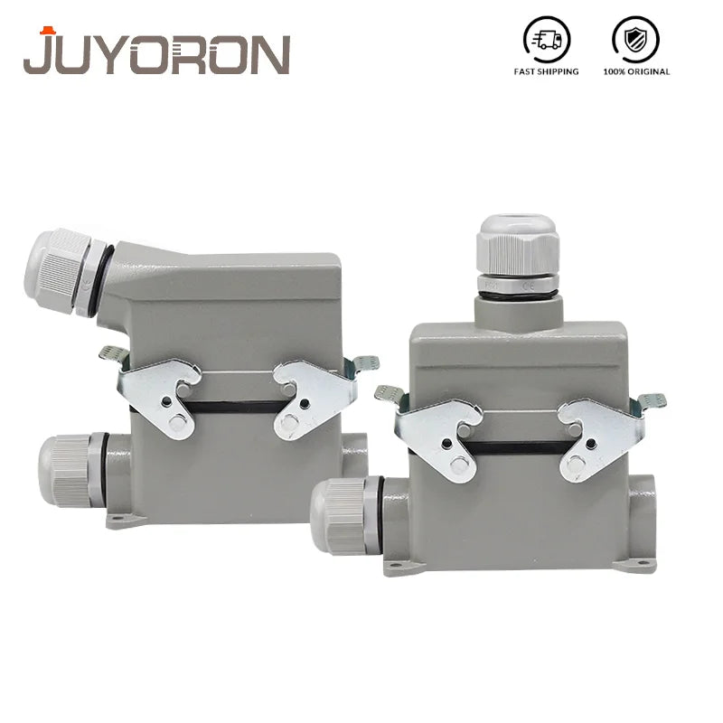 High Base Rectangular Heavy Duty Connectors 4 6 8 10 16 20 24 32 48 Core Pins 16A Waterproof Aviation Plug Top Side Outlet
