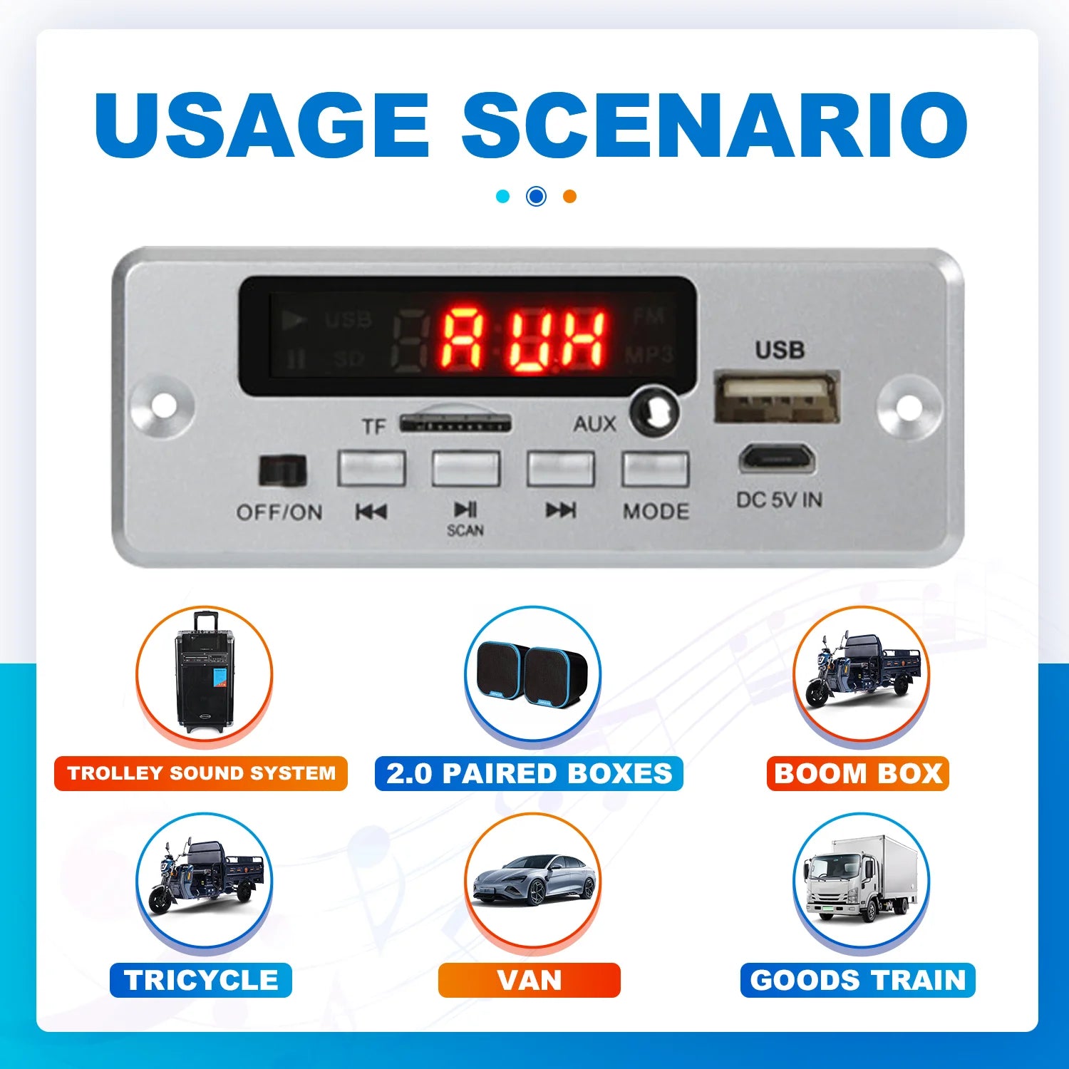 50W Amplifier Bluetooth 5.0 MP3 Decoder Board 12V Wireless Music Player Audio Modul USB TF AUX FM Radio for Speaker Handsfree