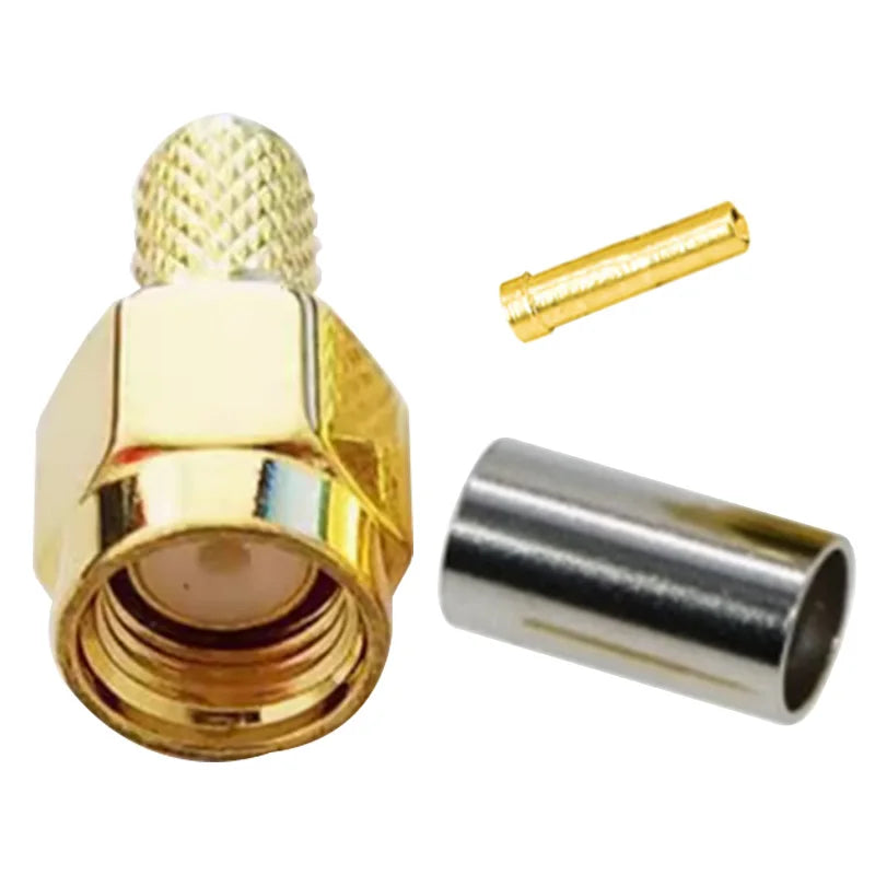 5PCS Connector SMA Plug Male Crimp for RG58 RG142 LMR195 Cable Straight RF Coaxial Adapter Wire Terminals