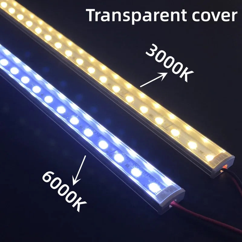1-10 PCS LED Rigid Strip DC12V 50CM 20 Inch SMD5730 36LEDs U/V-Shaped Flat LED Aluminum Channel Rigid Strip for Indoor Lighting