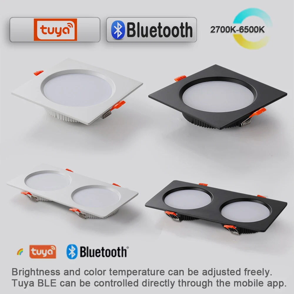 Square Embedded Downlight Dimmable Ceiling Tuya Bluetooth/Zigbee Matter Smart Lamp Lighting AC85V-260V Indoor Lighting
