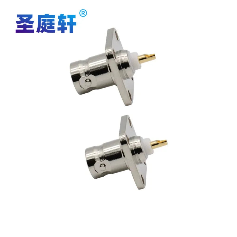 Q9 BNC Female 4Holes Flange Connector BNC Female Jack with 4 Holes Flange Panel Chassis Mount Coaxial Solder Brass Nickel Plated