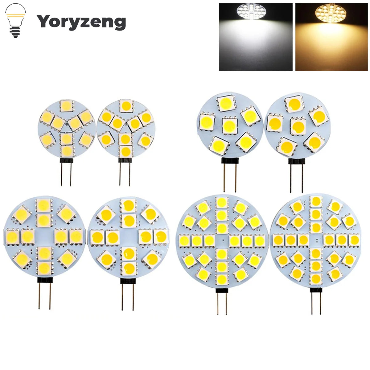 G4 LED Bulbs DC 12V 5050 SMD 1.2W 2.4W 5W 120 Degree Bi-pin Cold Warm White Halogen Replacement Lamp