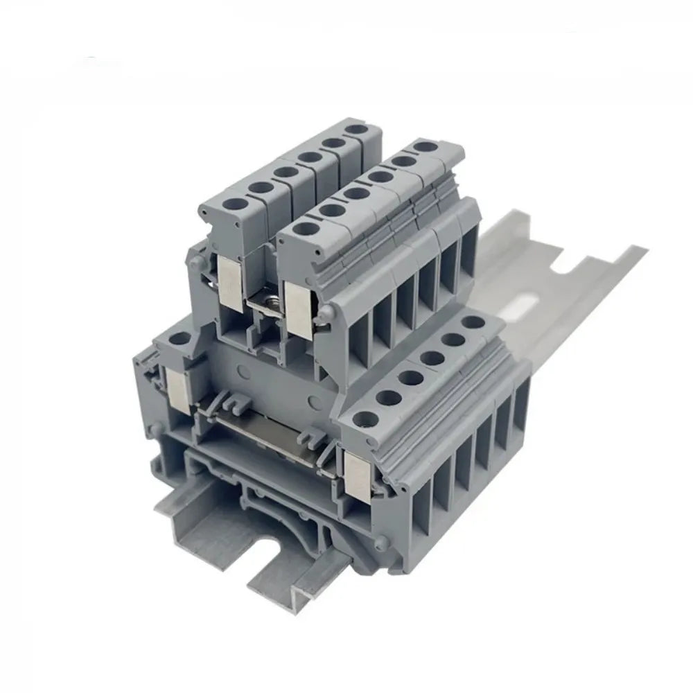 5Pcs UKK5 Electrical Wiring Terminals for DIN Rail - Double Level Screw Connectors, Compatible with 0.2-4mm² Cables