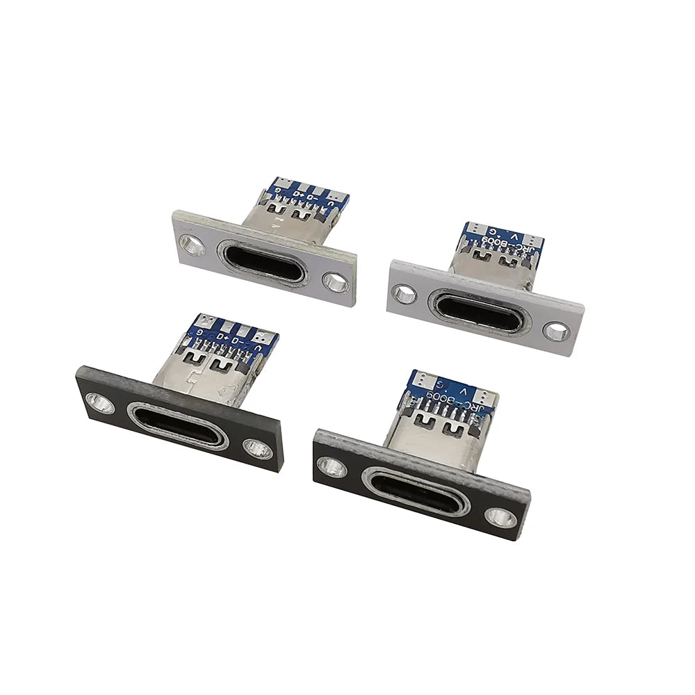 1/2/5Pcs Type C USB 3.1 Jack 2 Pin 4 Pin Female Connector Charging Port DIY USB 3.1 Type C Socket With Screw Fixing Plate