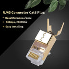 Cat8 Ethernet Plug RJ45 Connector 8P8C Modular Termination Shielded 1.5mm Large Pin Hole For Cat 8 23AWG LAN Networking Cable