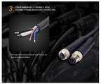 M8 3-Pin 90 Degree Female Panel Mount Connector to Female Cable, 1m 24AWG PVC Cable