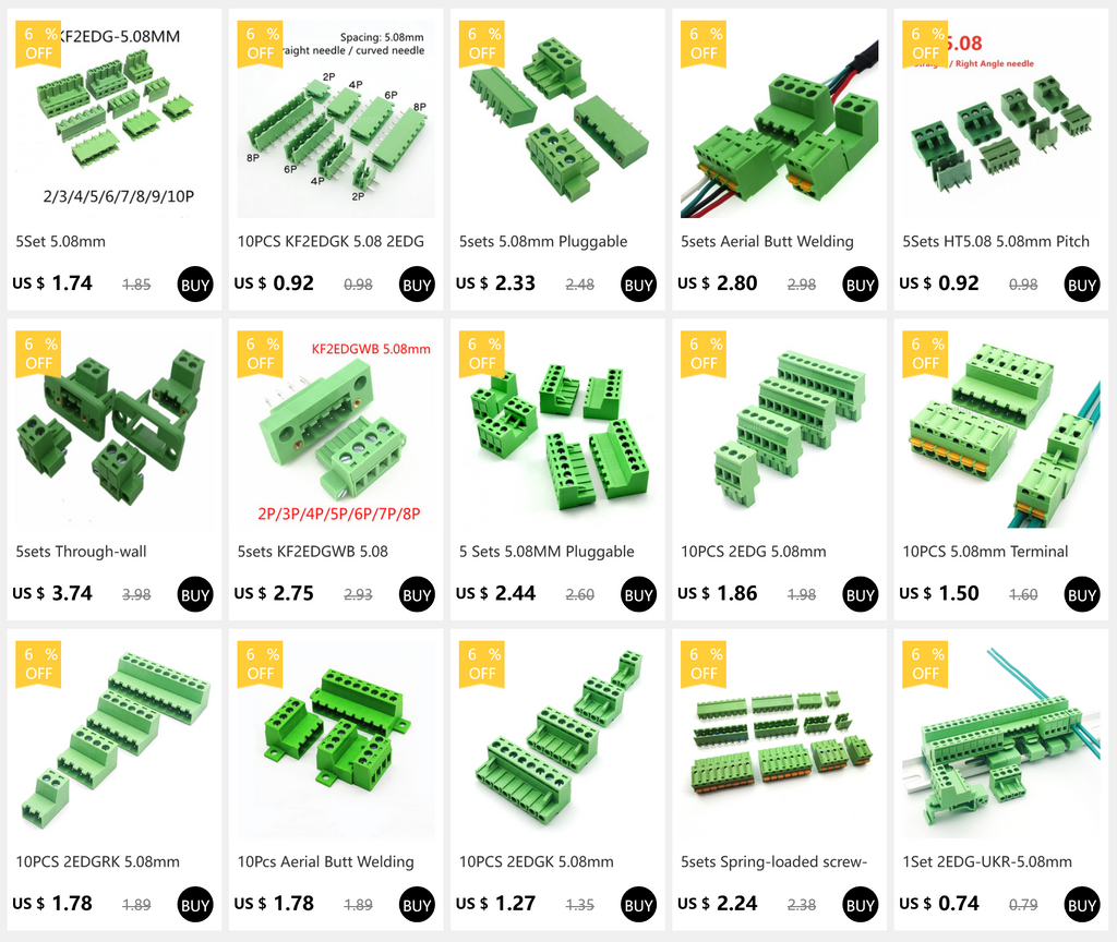 5Sets 2EDGKA-5.08mm Plug-in PCB Wiring Terminal Vertical Side Outlet Plug Complete with Straight Bent Needle Holder