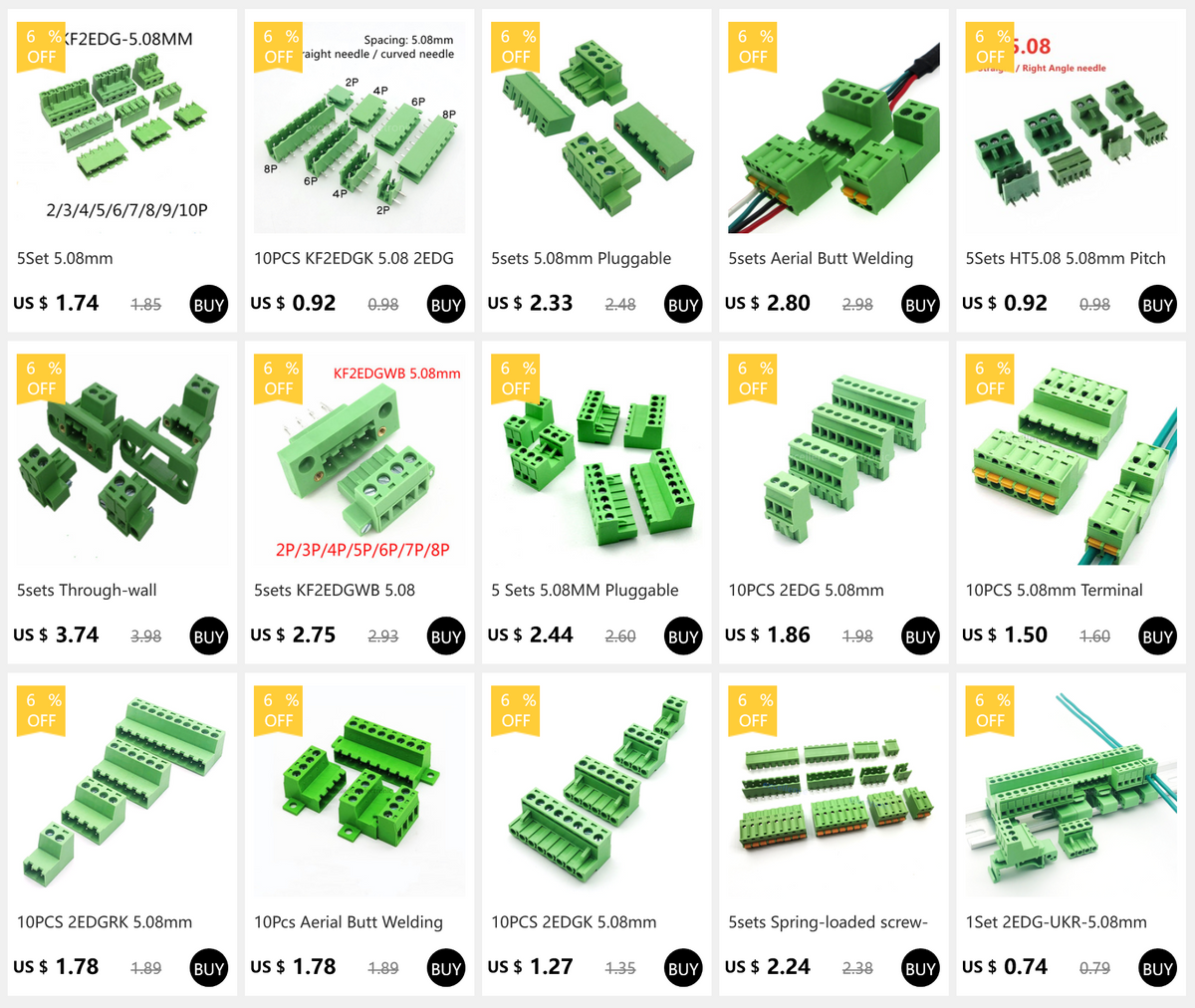 5Sets 2EDGKA-5.08mm Plug-in PCB Wiring Terminal Vertical Side Outlet Plug Complete with Straight Bent Needle Holder