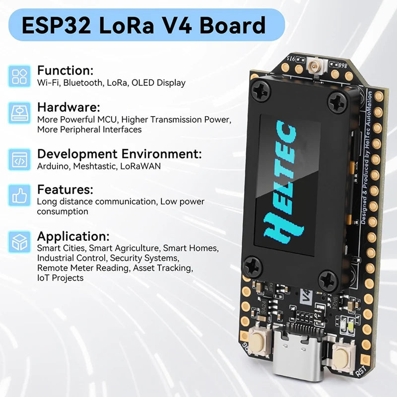 Heltec LoRa 32 V4 Meshtastic GPS ESP32 SX1262 Dev-Board 0.96inch OLED Solar Powered Mesh Network WiFi LoRa BLE with Case