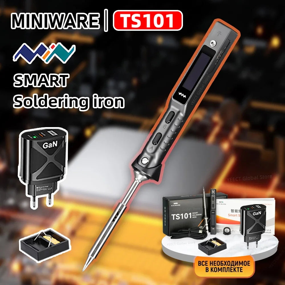 Original TS101 Soldering Iron 65W Mini Programmable Thermostat LCD Displays TS100 Soldering Iron Upgrade with PD Plug Tip Set