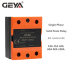GEYA GSR1-1 Solid State Relay DC-AC DC-DC AC-AC Single Phase SSR 10A 25A 40A 60A 80A 100A 120A Without Cover