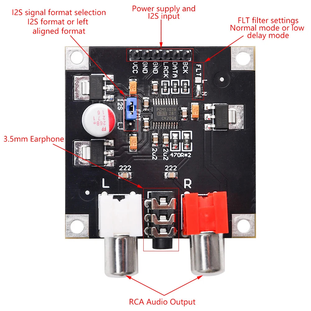PCM5102 DAC Decoder I2S Player Assembled Board 32Bit 384K Beyond ES9023 PCM1794 Decoder Board Module