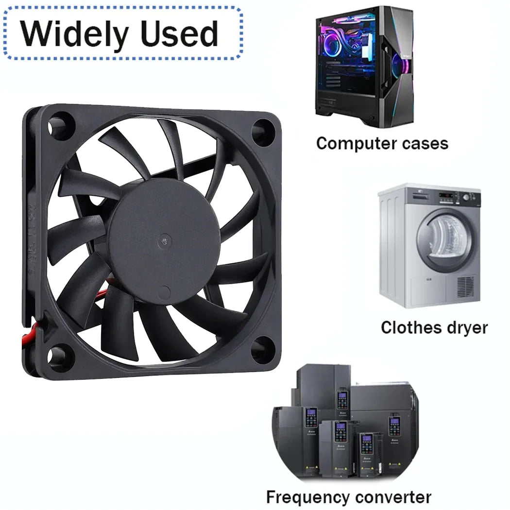 60x60x10 mm DC 5V 12V 24V 6010 Brushless Cooling Fan, Replacement Ball Bearing 60mm Fan for Cooling DIY PC Computer Case Fan