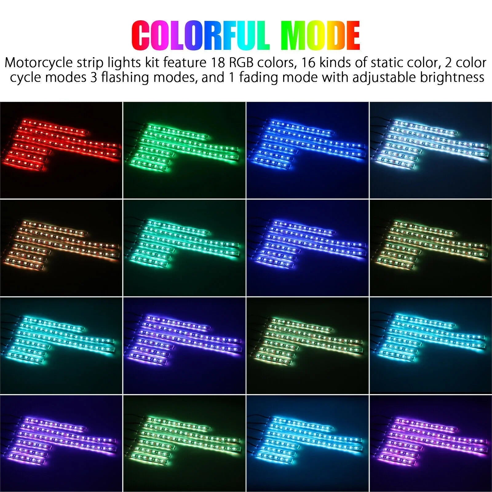 APP LED Motorcycle Car Atmosphere Ambient Foot Light Remote Control Flexible Waterproof Sound 12V Moto RGB Decorative Lamp Strip