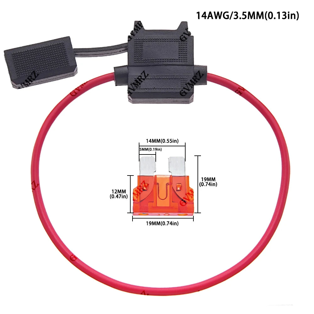15A-50A 3A 4A ATC Medium Blade Waterproof Fuse Holder For Automobile 32V 18/16/14/12/10AWG Standard Fuse Insert  5A 7.5A 10A