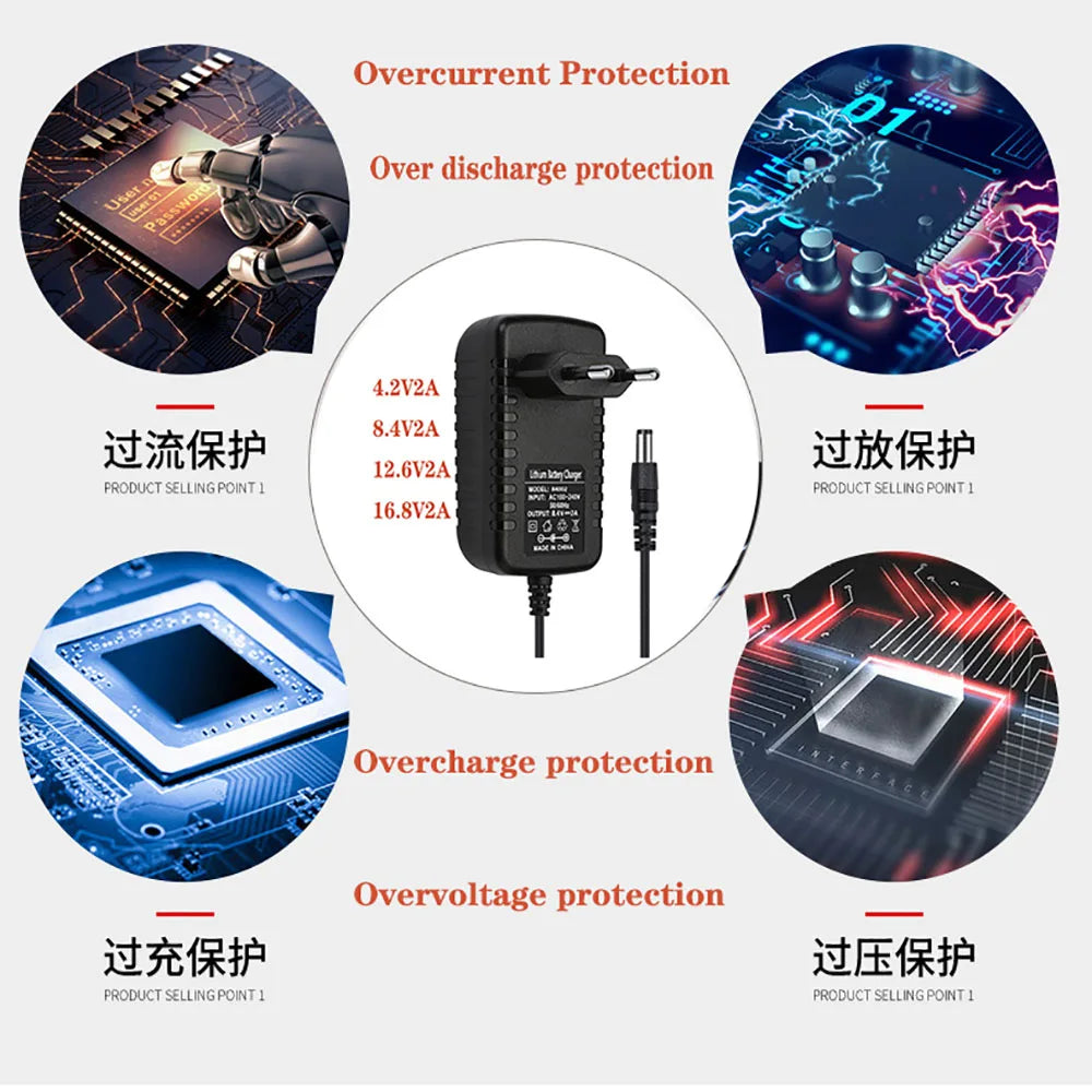 18650 Lithium Battery Charger 90 Degree Right Angle DC 4.2V 8.4V 12.6V 16.8V 21V 29.4V 1A 2A DC Power Supply Adapter