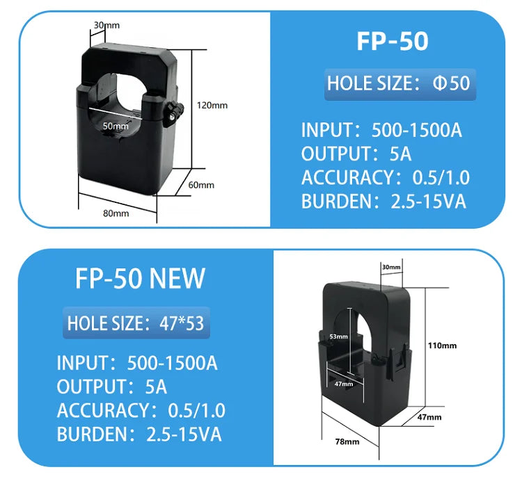 High Frequency 50mm Sensor 100/5 Ratio 1000:1 Split Core Current Transformer CT DC 600/5 AC Clamp 220v/240v Input