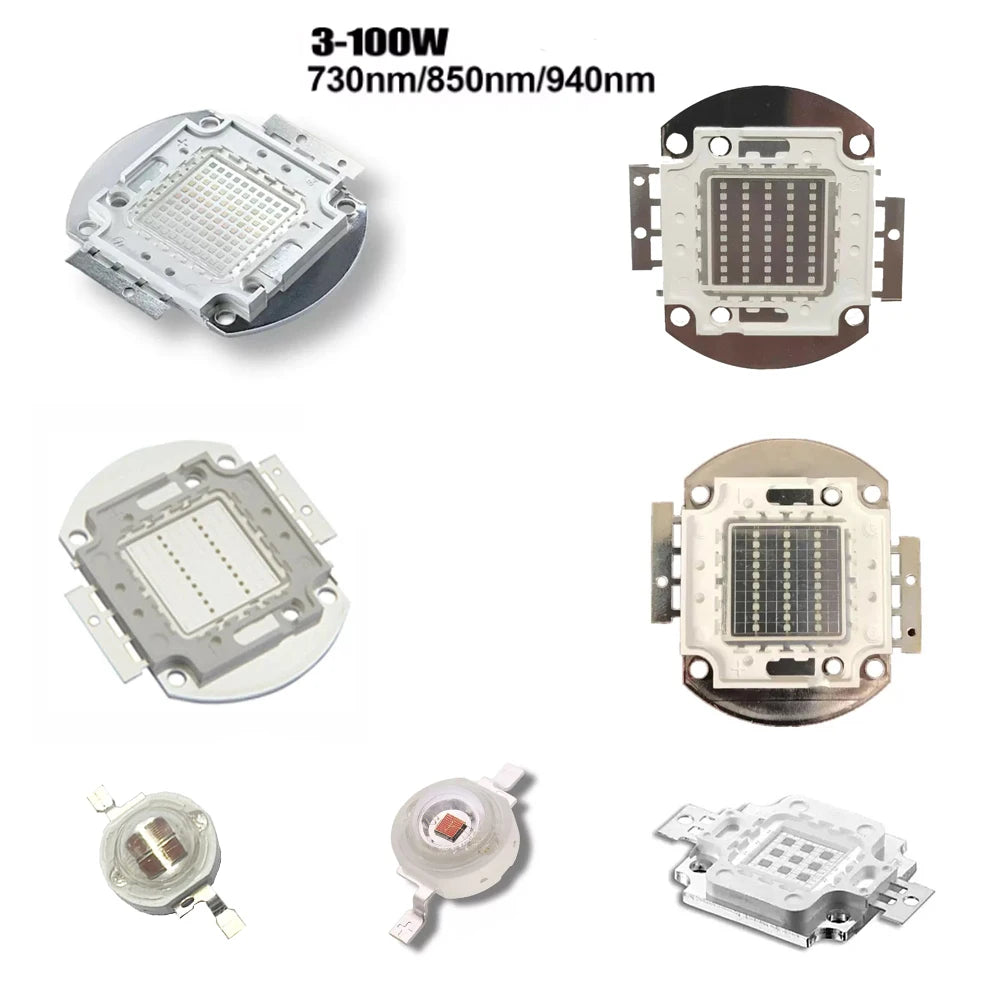 Infrared High Power LED Chips IR 850nm 940nm 730nm 3W 5W10W20W50W 100W Emitter COB integrated Light Lamp Matrix for Night Vision