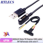 Waterproof Magnetic Pogo Pin 4 Position Cable Connector High Current 3A USB Type-C 2.2 MM THT Spring Loaded Strong Force 500G