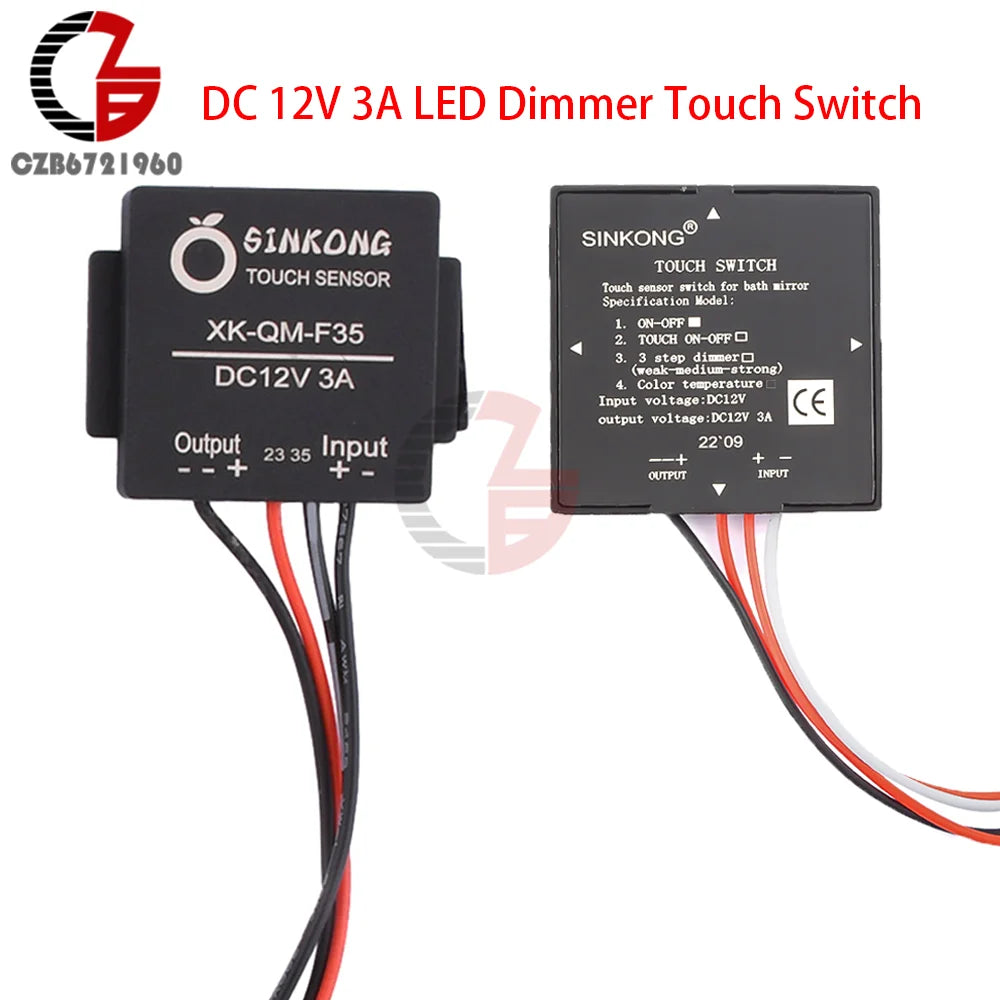 DC 12V 3A Touch Switch Sensor Stepless LED Inductive Dimmer Bathroom Mirror Lamp Dimming Control Switch for Led Light Mirror