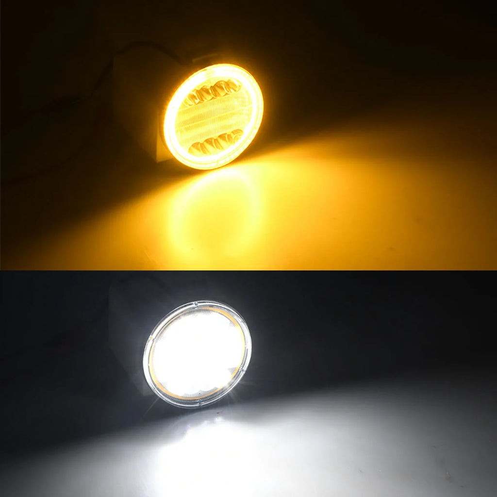 4-Inch LED Round Spot Work Light Combo Flood Driving Amber Fog Lamp For Truck SUV 4WD 4x4 LED Bar Offroad ATV Jeep Tractor