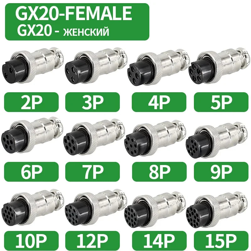 GX12 GX16 GX20 Gold Plated Aviation Plug Socket Docking Connector 2PIN 3PIN 4PIN 5PIN 6PIN 7PIN 8PIN 9PIN 10PIN 12PIN 14PIN 15P
