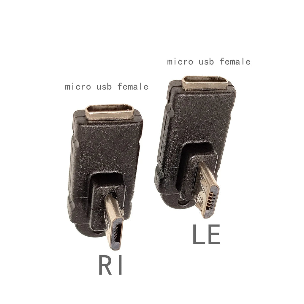 Micro USB data adapter male female USB connector, female male 5-pin Micro USB connector, left and right corners, 90 degrees